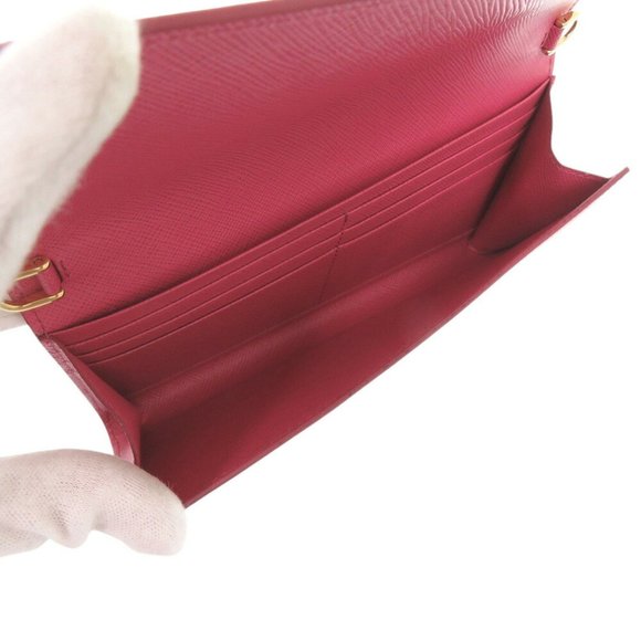 Prada 1DH002 Saffiano Leather Pink PEONIA Chain Wallet Long 1625PRADA - Picture 7 of 8